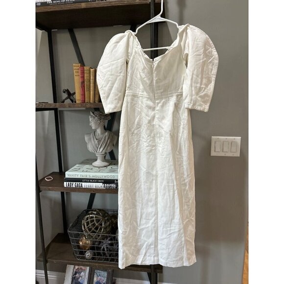 Mara Hoffman Leonara Puff Sleeve Midi Dress Ivory Womens Size 00 - Picture 11 of 15